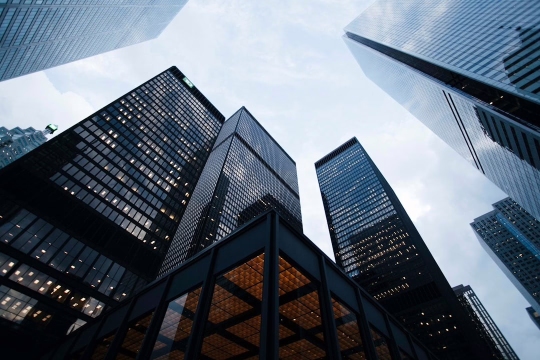 Tall skyscrapers and office buildings